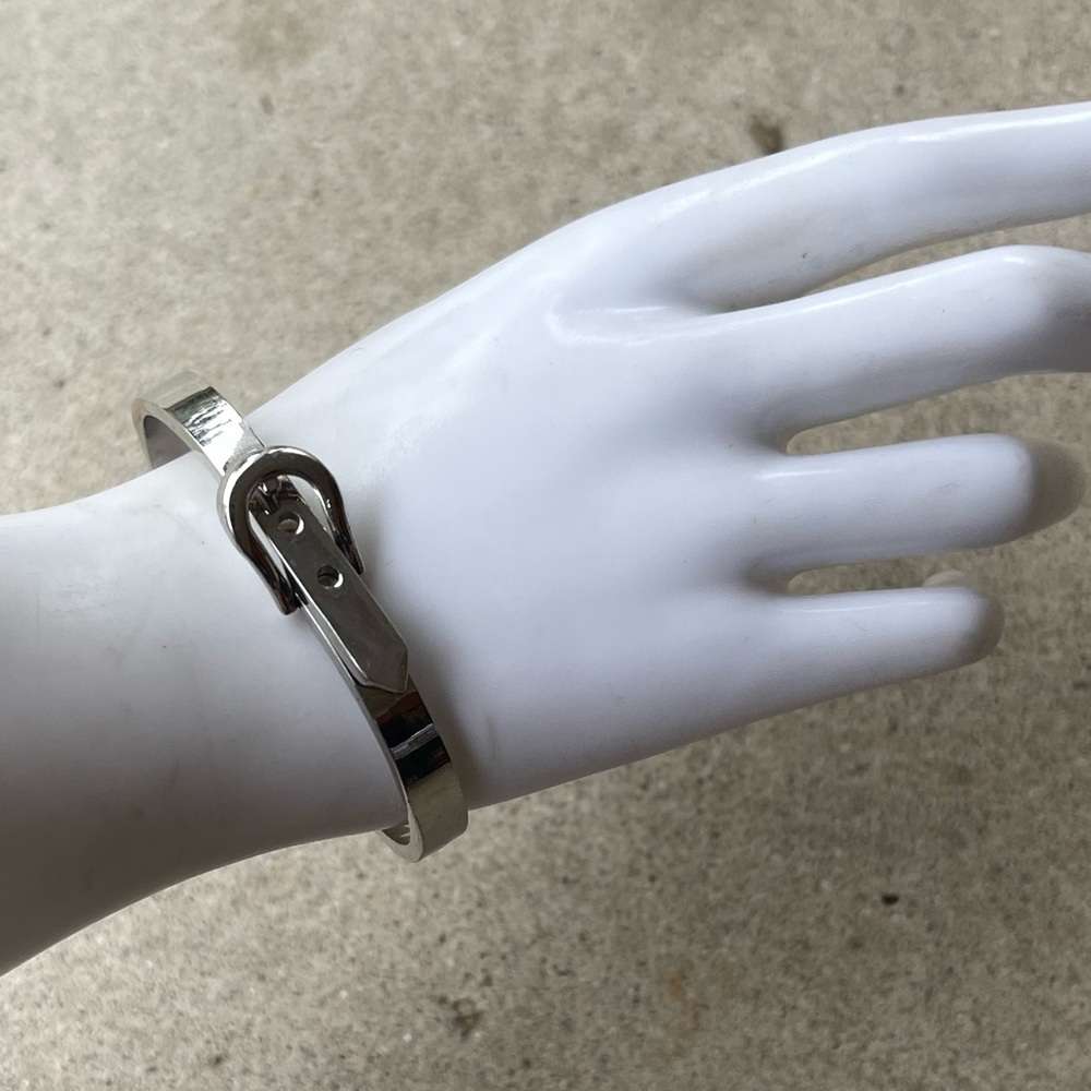 Adjustable Vintage Mexican Belt Buckle Silver tone Bangle Bracelet cowgirl